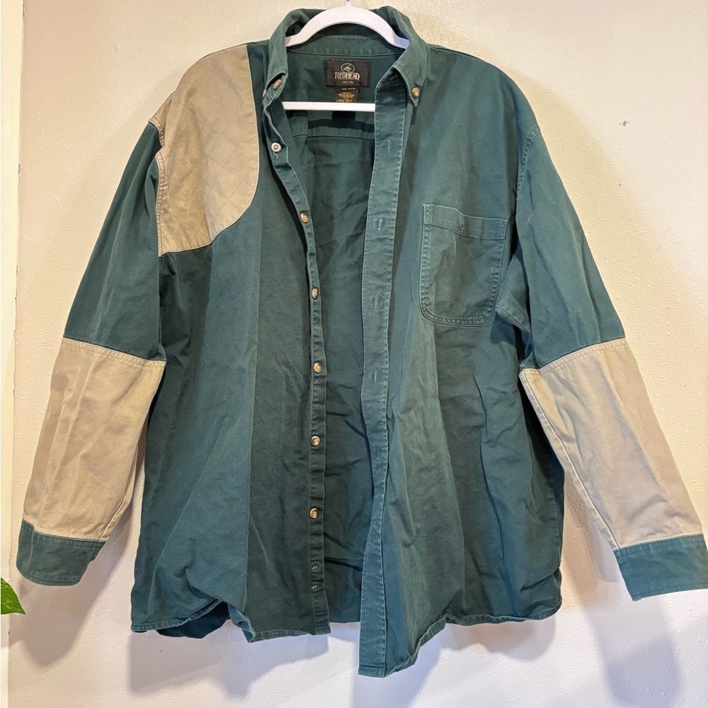 RedHead Shooting Hunting Shirt Mens Large Green Polyester Cotton Button Up